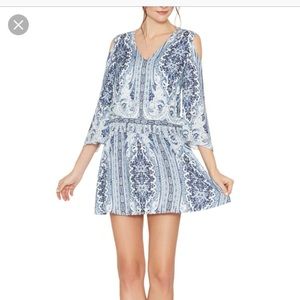 Alice & Olivia Cold Shoulder Smocked Waist Dress